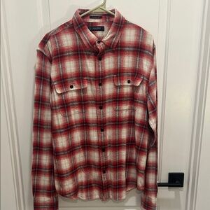 Lucky Brand Red and Cream Plaid Button Down Shirt